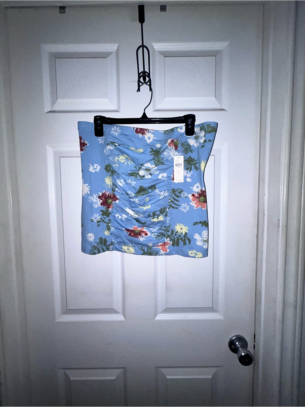NWT - Pilcro (Anthropologie) Light Blue Floral Ruched Tube Top / Mini Skirt